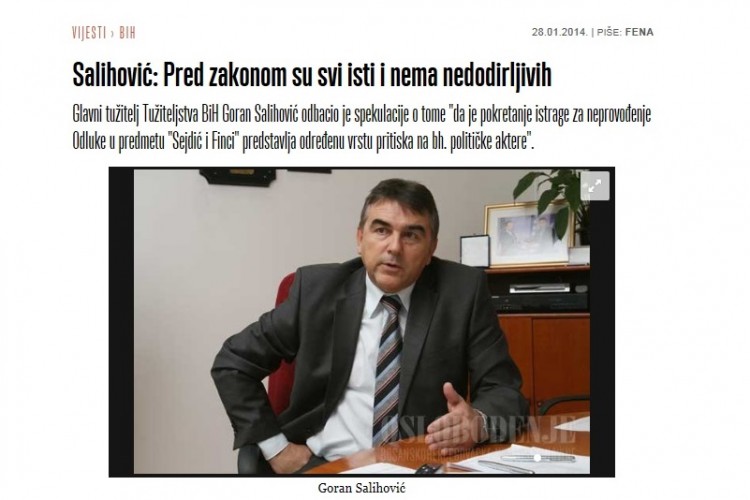 ГЛАВНИ ТУЖИЛАЦ JE У МЕДИЈИМА ЈОШ ЈЕДНОМ ИСТАКАО ДА СУ СВИ ГРАЂАНИ ЈЕДНАКИ ПРЕД ЗАКОНОМ И ДА НЕМА НЕДОДИРЉИВИХ