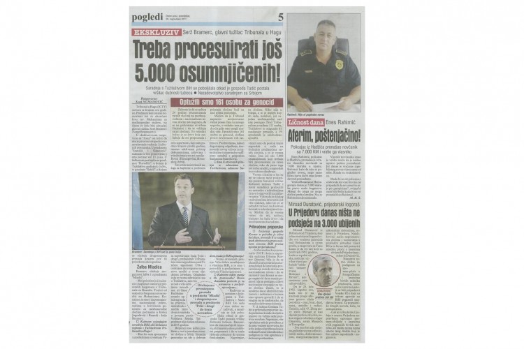 Chief Prosecutor of the  ICTY/ MICT - Serge Brammertz gave an interview in which he talked about cooperation with the Prosecutor’s Office of BiH and expressed his support to our institution and the Acting Chief Prosecutor - Gordana Tadić